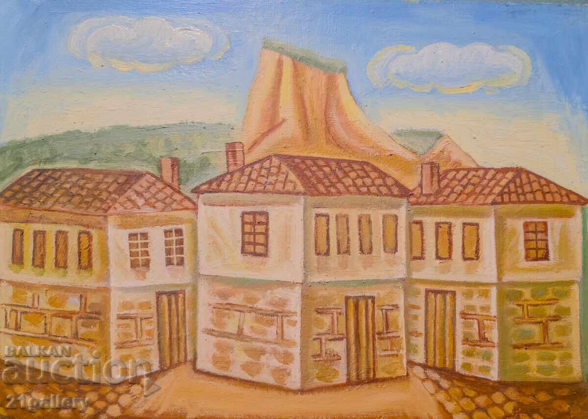 Τοπίο με σπίτια / ελαιογραφία