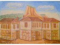 Τοπίο με σπίτια / ελαιογραφία