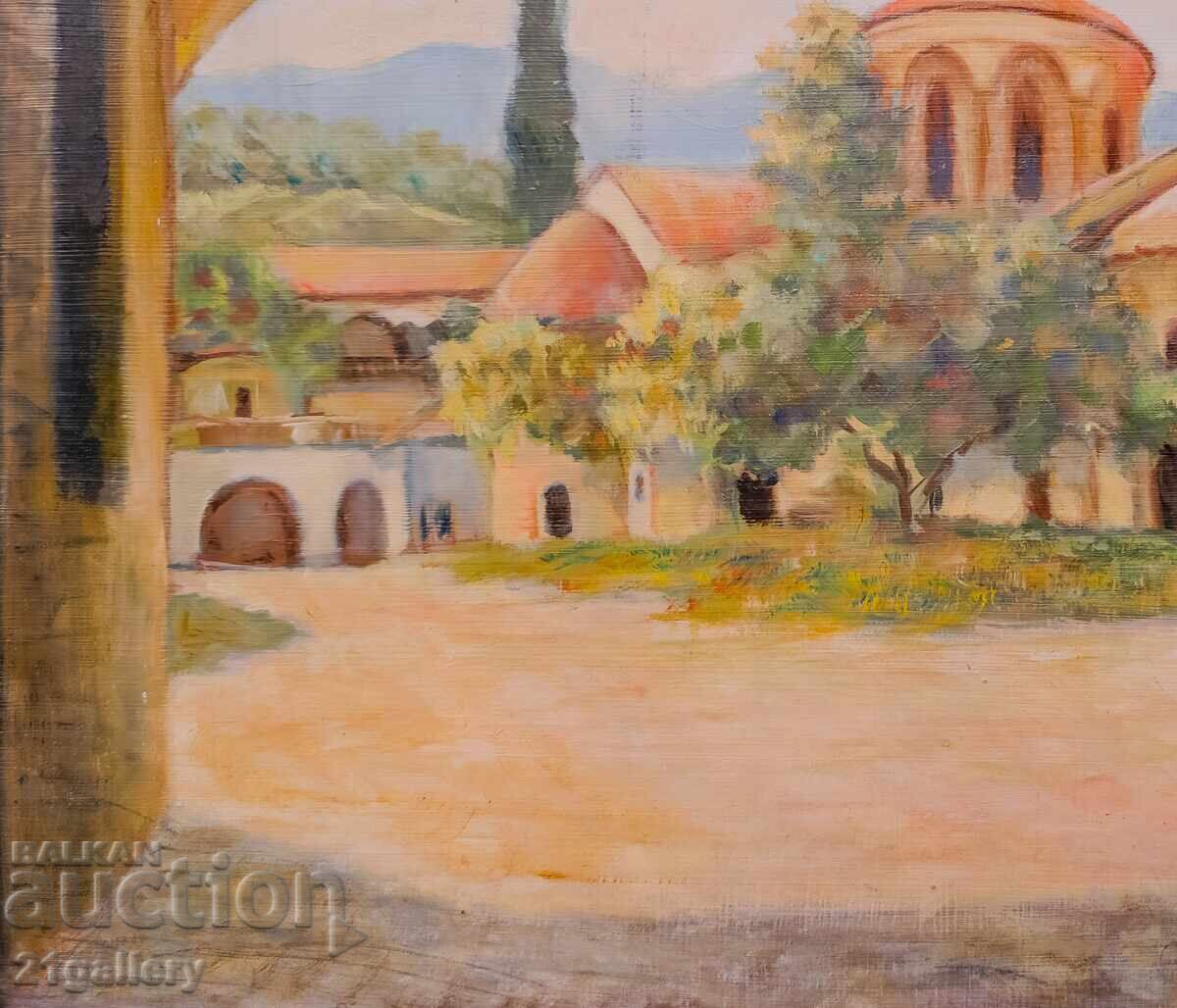 Παράδοση Ελαιογραφία, τοπίο "Μονή Μεταμόρφωσης"