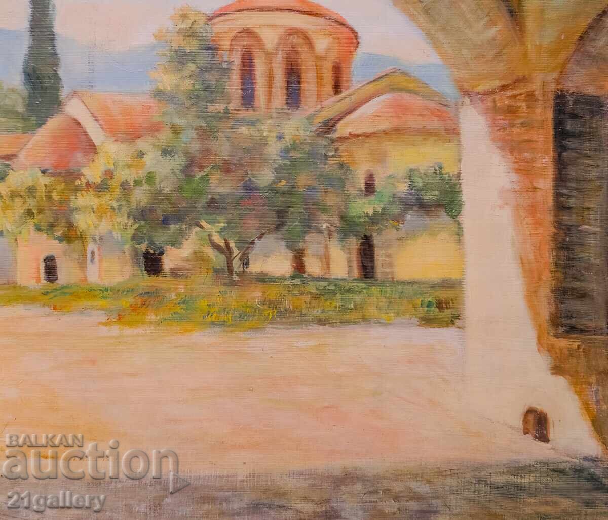 Ελαιογραφία, τοπίο "Μονή Μεταμόρφωσης" - 6