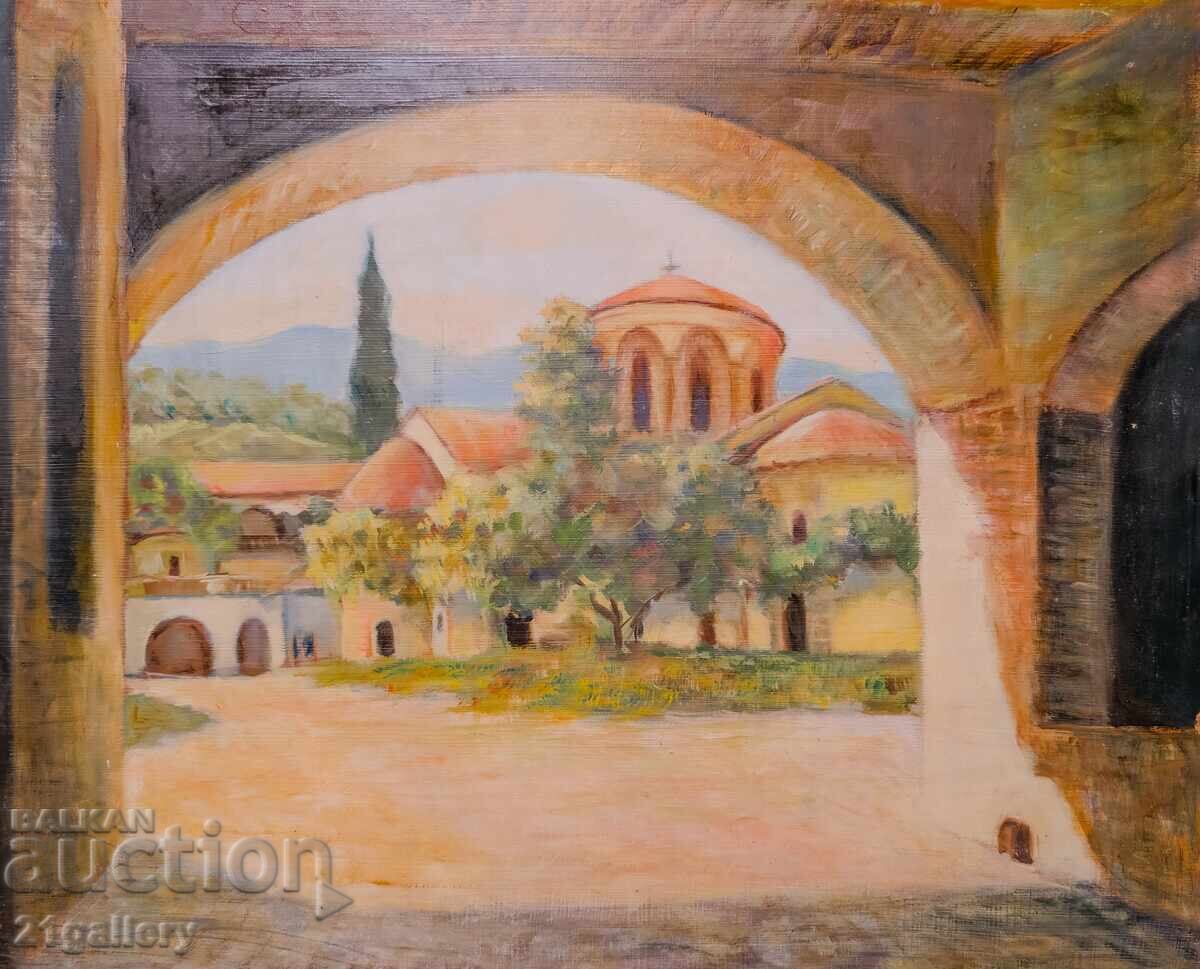 Ελαιογραφία, τοπίο "Μονή Μεταμόρφωσης"