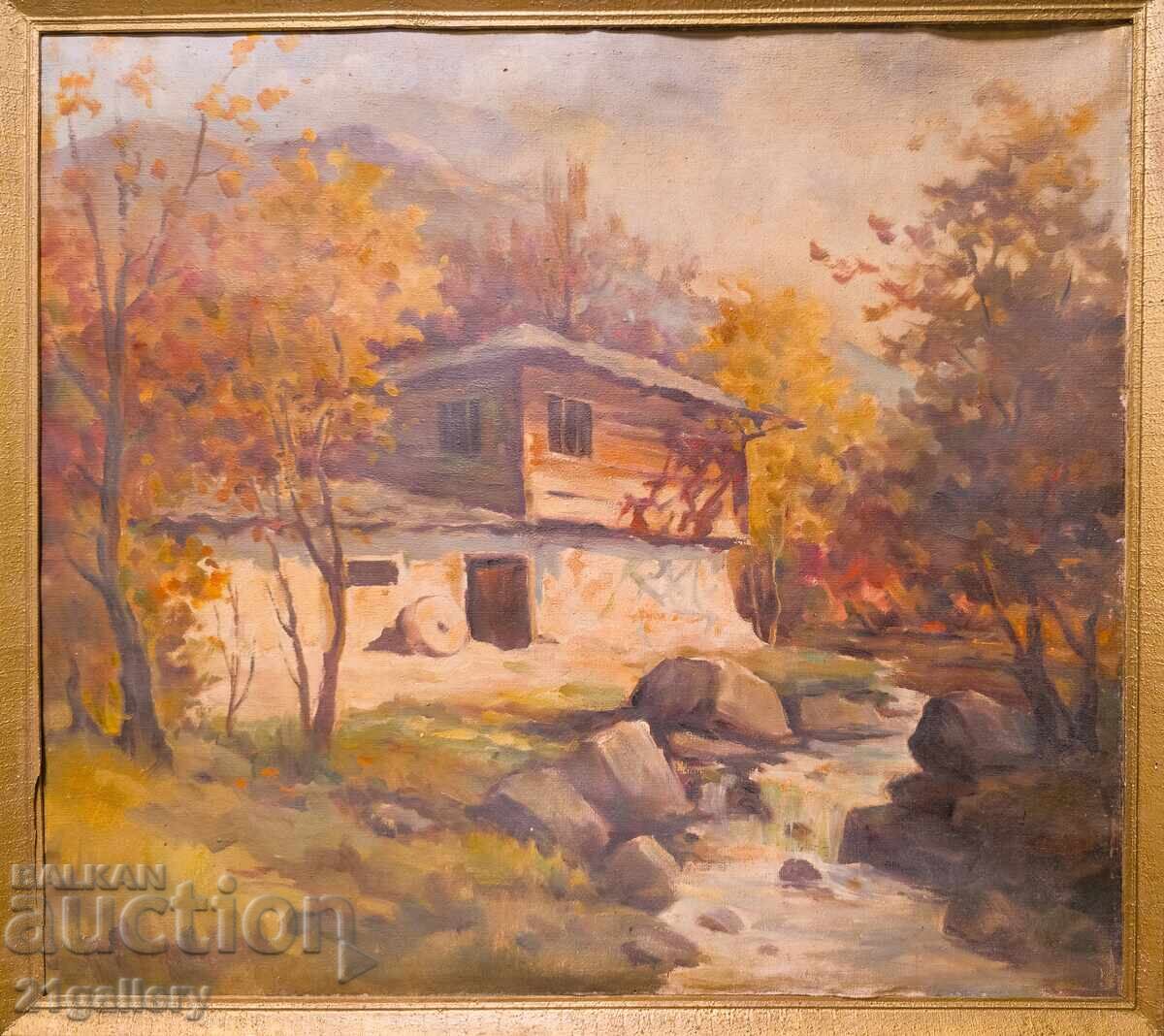 Oil painting, autumn landscape
