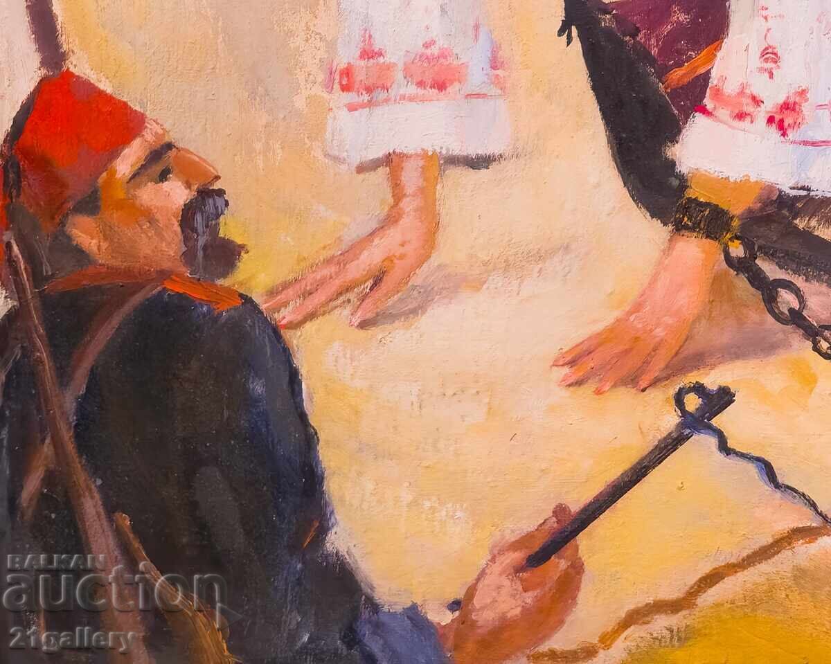 Доставка на Цветана Гатева (1894 - 1980) Стара маслена картина 1960г.
