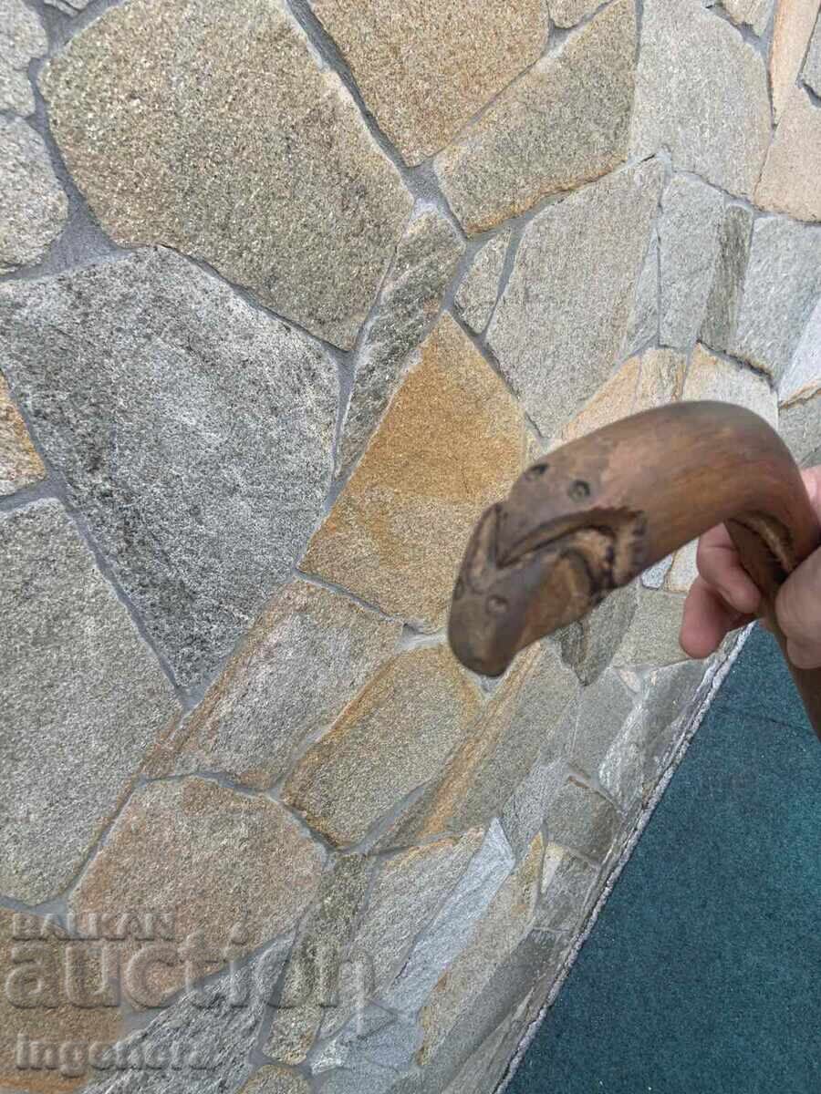 Παράδοση Ραβδί ξυλογλυπτικής κρανιά παλαιά χειροποίητη