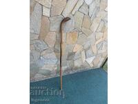 Baston sculptat în lemn de corn, vechi, lucrat manual