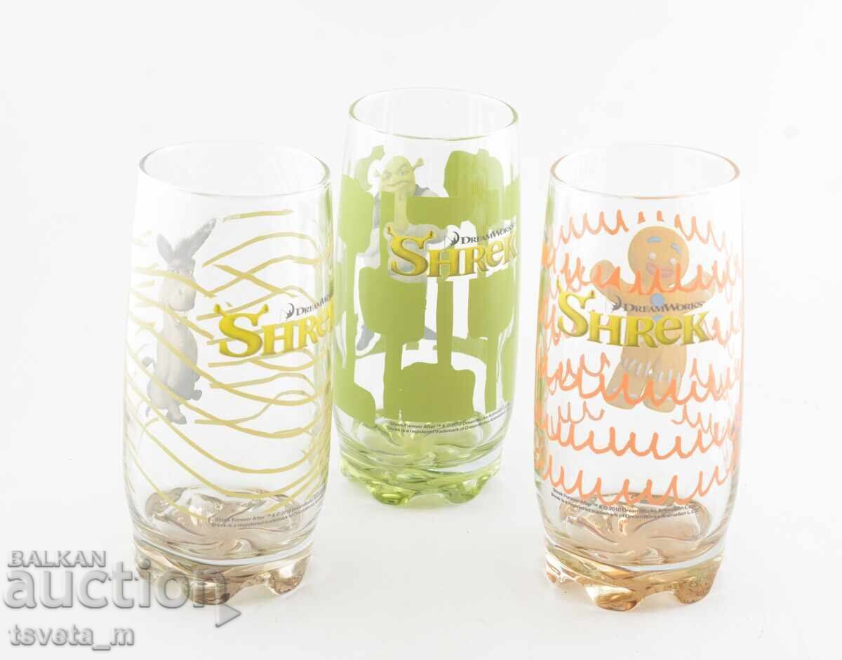 Стъклени чаши Шрек - 3 бр. с цена € 5.00 | 9.78 лв.