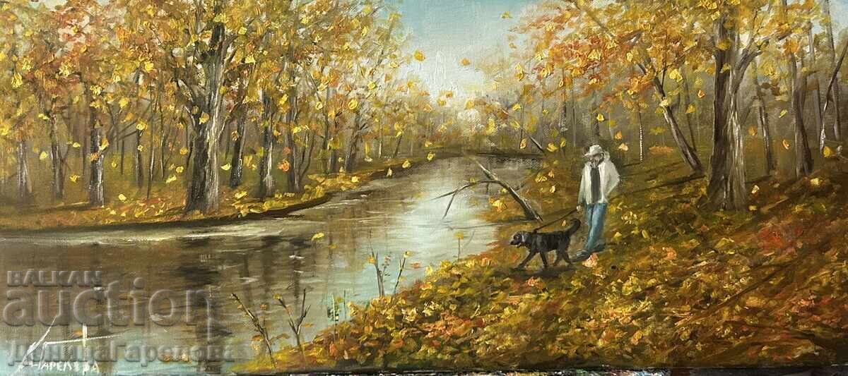 Denitsa Garelova oil painting 70/30 "Golden Autumn" with price 150.00 BGN | € 76.69
