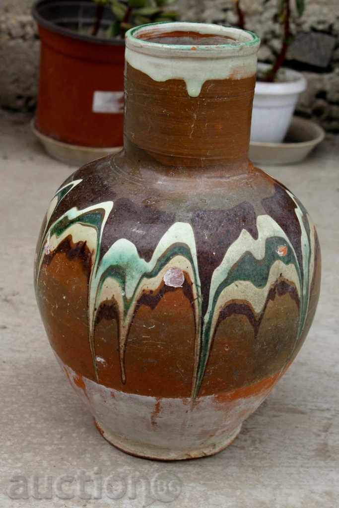 Delivery of Old Ceramic Painted Jug, Large Mouth, Bucket Delivery of Old Ceramic Painted Jug, Large Mouth, Bucket