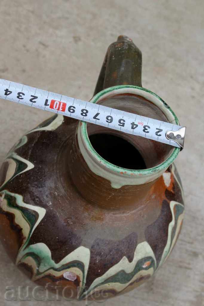 Old Ceramic Painted Jug, Large Mouth, Bucket - 5 Old Ceramic Painted Jug, Large Mouth, Bucket - 5