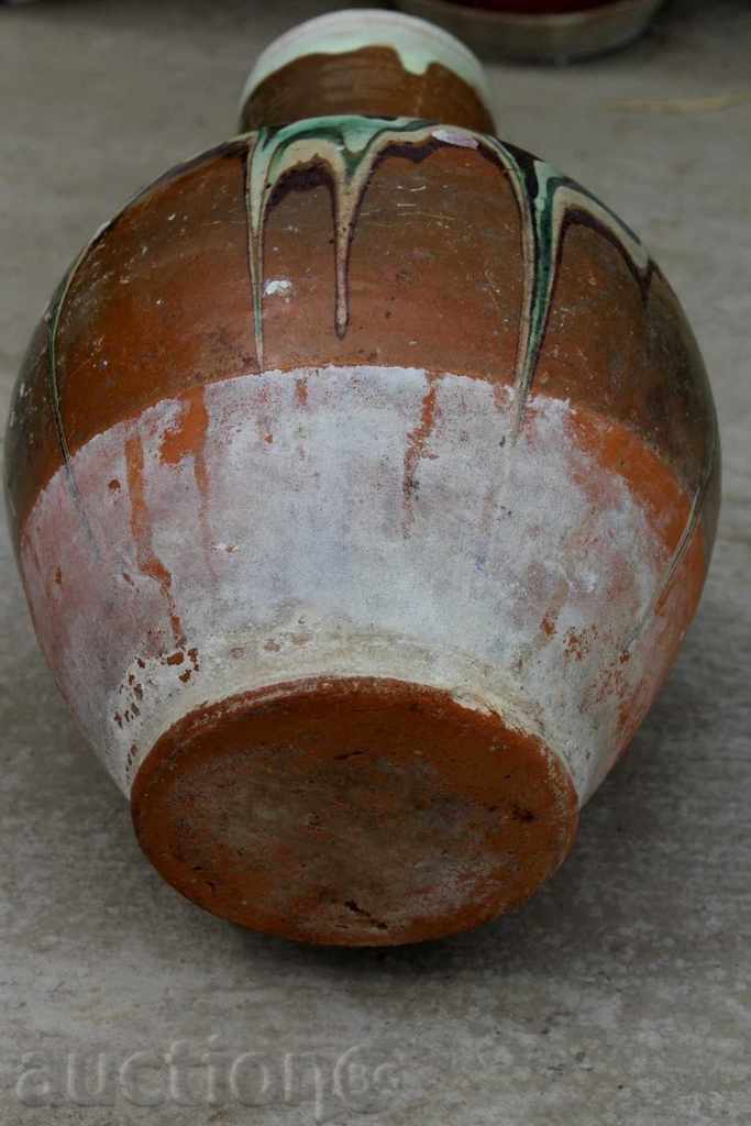 Old Ceramic Painted Jug, Large Mouth, Bucket - 6 Old Ceramic Painted Jug, Large Mouth, Bucket - 6