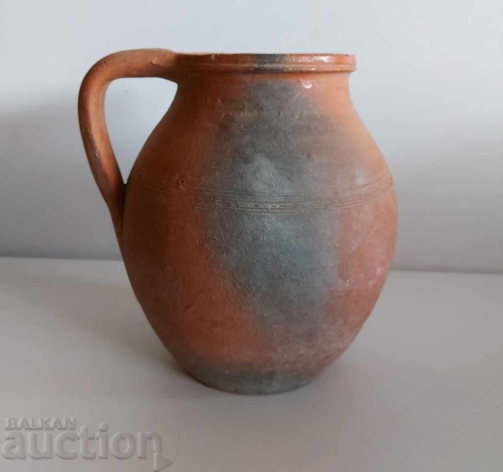 Auction  OLD AUTHENTIC CERAMIC DEEP POT VESSEL POT HANDLE HEALTHY