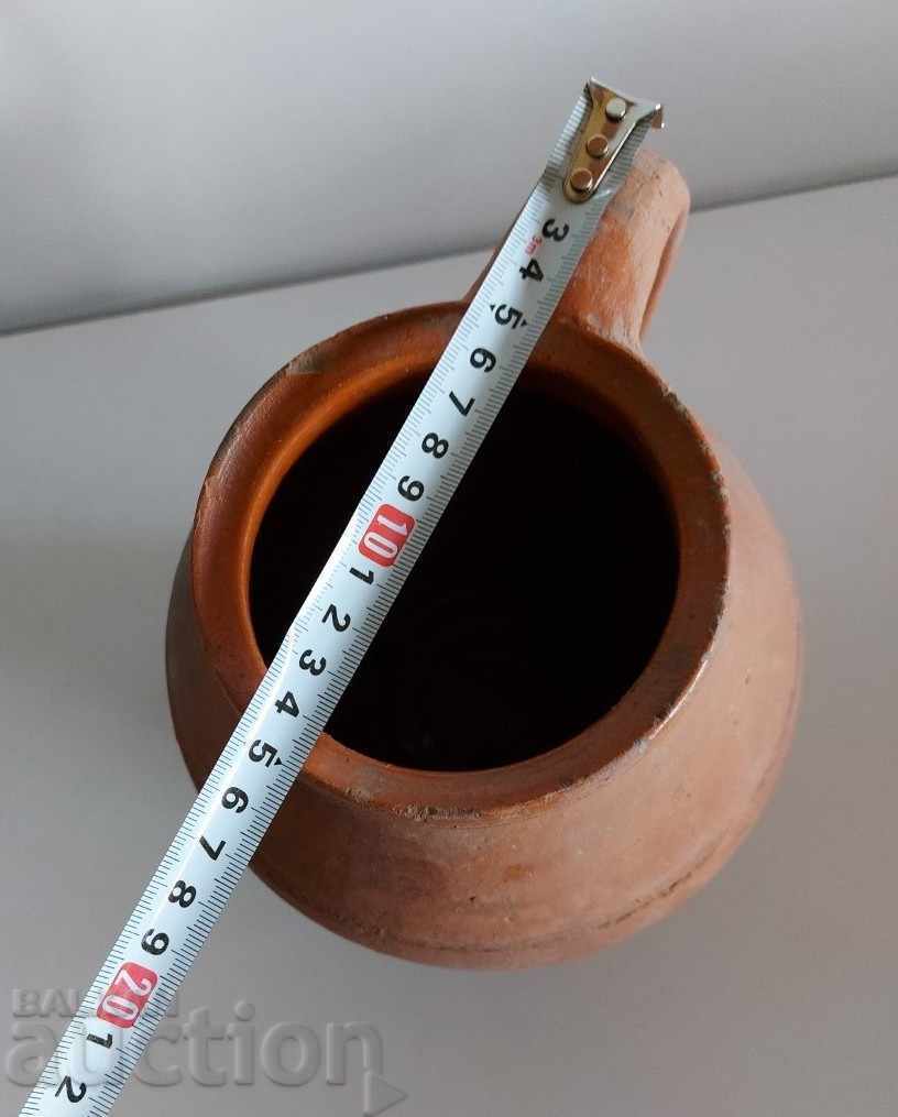 OLD AUTHENTIC CERAMIC DEEP POT VESSEL POT HANDLE HEALTHY - 5