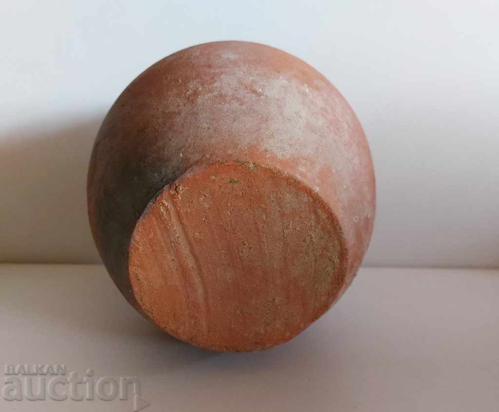 OLD AUTHENTIC CERAMIC DEEP POT VESSEL POT HANDLE HEALTHY - 6
