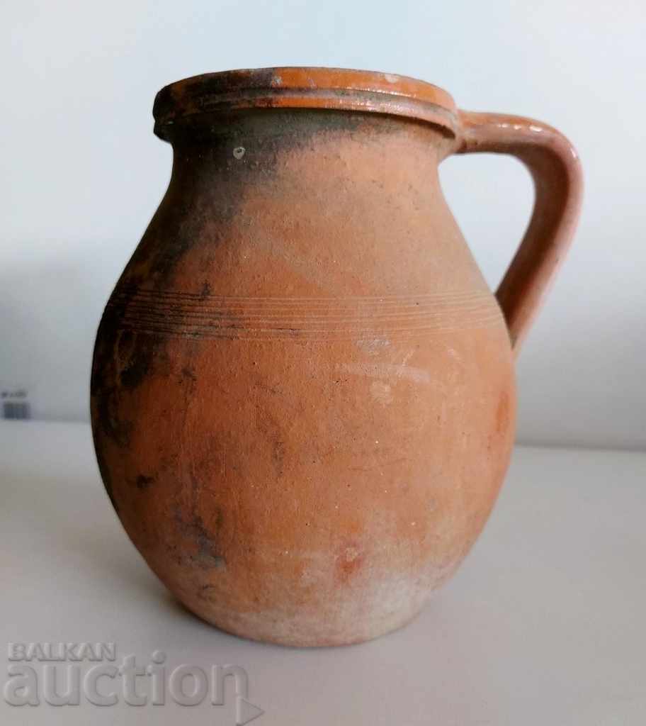 Auction  OLD AUTHENTIC CERAMIC JUG HANDLE VESSEL POT HEALTHY