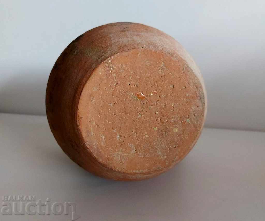 OLD AUTHENTIC CERAMIC JUG HANDLE VESSEL POT HEALTHY - 6