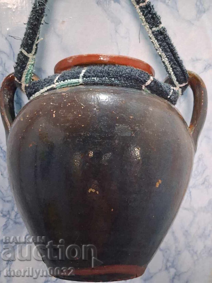 Δημοπρασία Παλιά πήλινη στάμνα με χερούλι, αγγείο, κεραμικά, πίθος