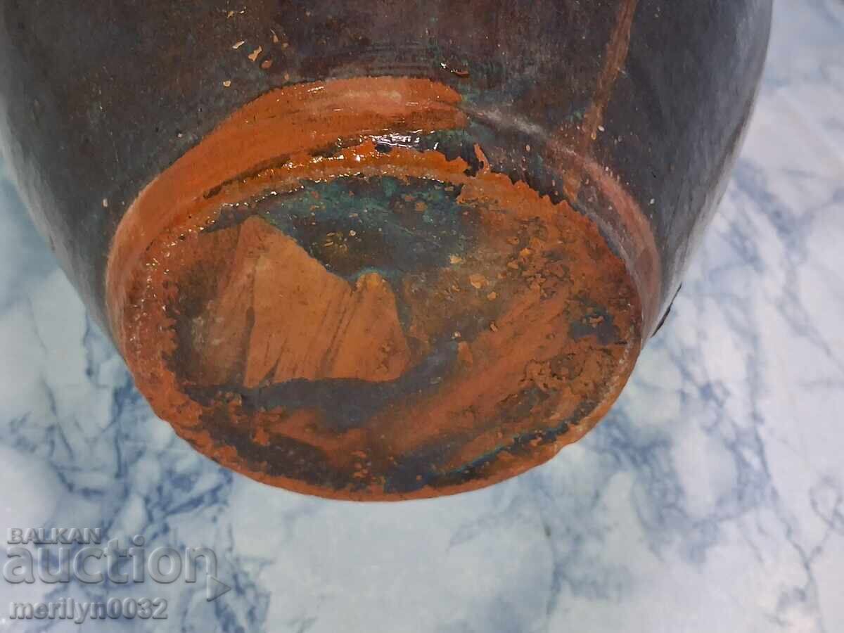 Παλιά πήλινη στάμνα με χερούλι, αγγείο, κεραμικά, πίθος - 5