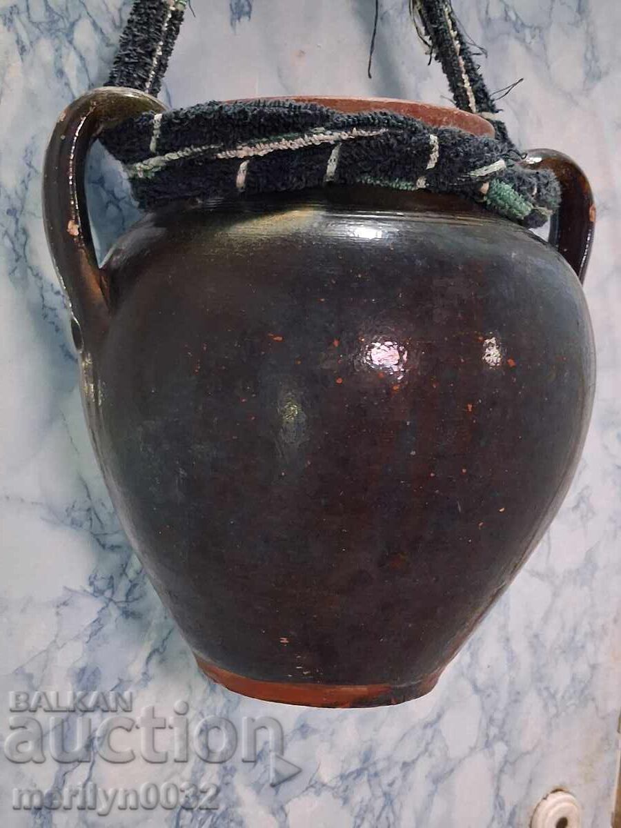 Παλιά πήλινη στάμνα με χερούλι, αγγείο, κεραμικά, πίθος - 6
