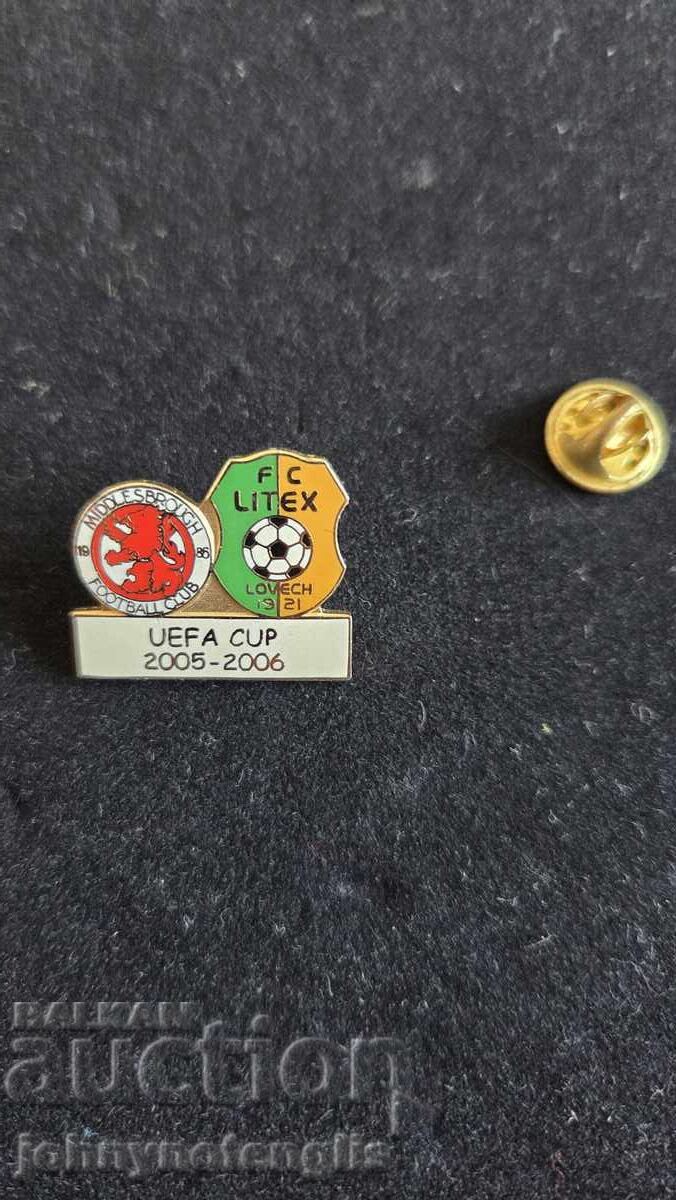 Football badge from the Middlesbrough - Litex UEFA Cup match