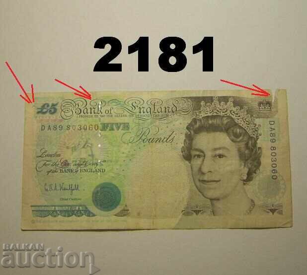 Marea Britanie 5 lire (1993 - 98) lire