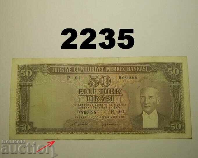 Turcia 50 lire 1971 seria P01 Turcia 50 lire 1971 seria P01