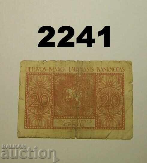 RR! Λιθουανία 20 λεπτά 1922 λεπτά με τιμή 200.00 BGN | € 102.26