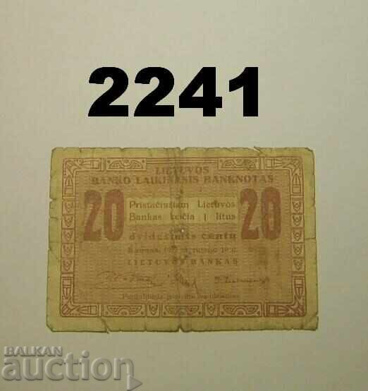 RR! Λιθουανία 20 λεπτά 1922 λεπτά