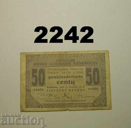 RR! Λιθουανία 50 λεπτά 1922 λεπτά