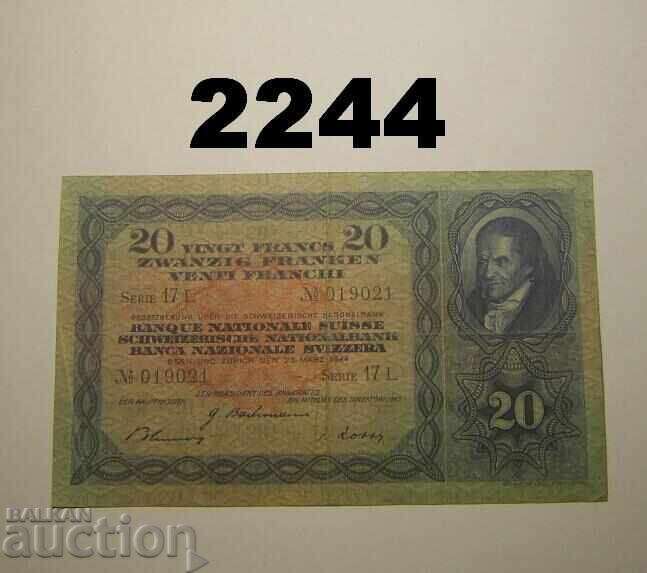 Switzerland 20 Francs 1944