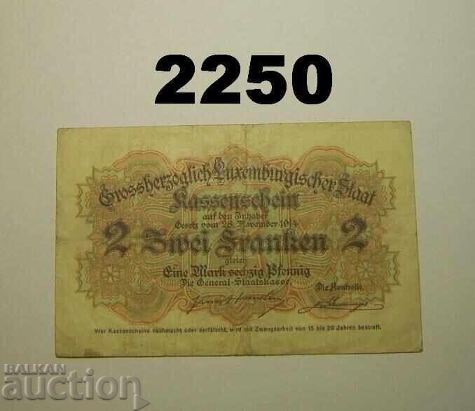 Люксембург 2 франка 1914 с цена 60.00 лв. | € 30.68