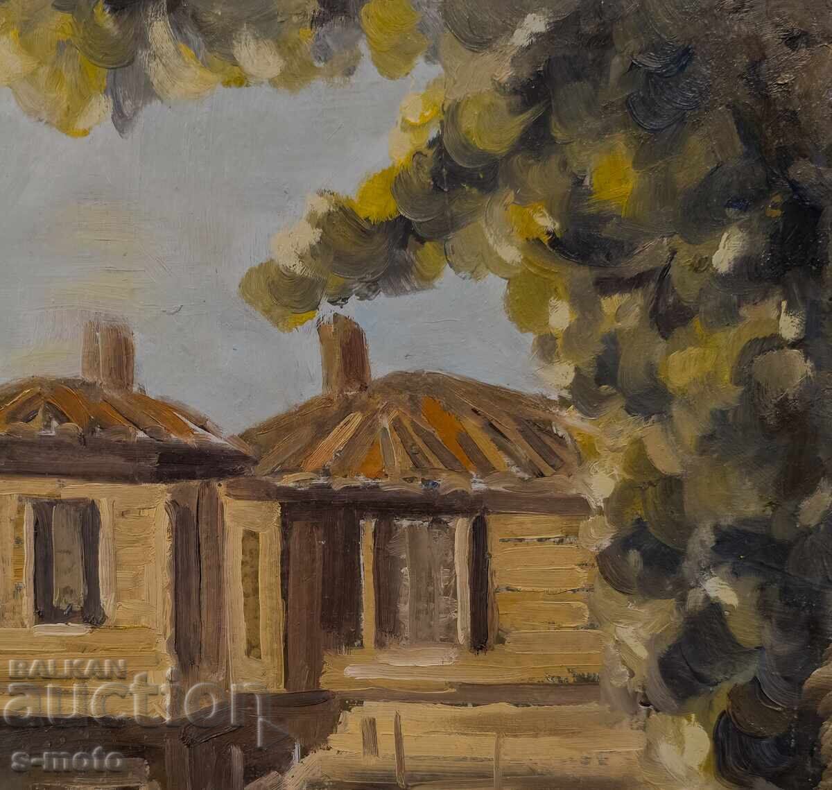 Έργο ζωγραφικής με λάδι, αστικό τοπίο με τιμή 180.00 BGN | € 92.03