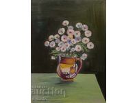 Oil painting still life with flowers