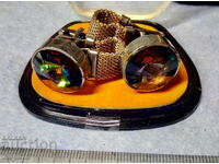 Butoni AURITI de colecție MADE in GDR cu CRISTALE RIVOLI