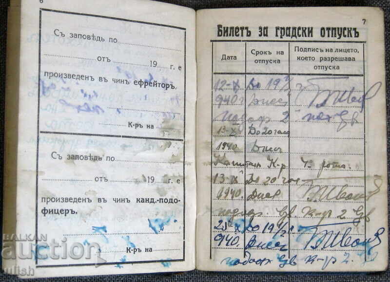Delivery of 1940 Identity Card Ticket 2/14 Infantry Macedonian Company