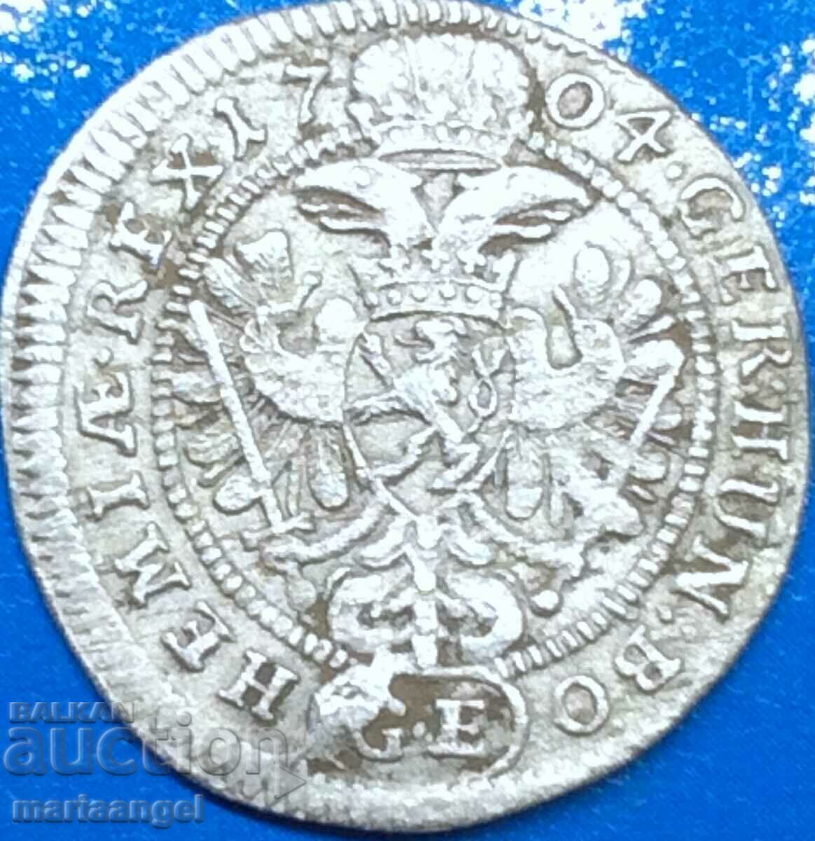 3 Kreuzers 1704 Αυστρία Leopold Habsburg ασήμι - 5