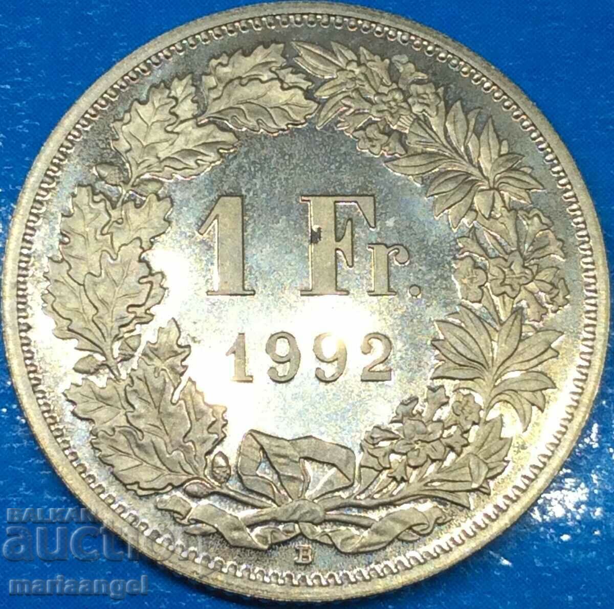 Switzerland 1 franc 1992 Helvetia PROOF UNC with price 5.00 BGN | € 2.56 Switzerland 1 franc 1992 Helvetia PROOF UNC with price 5.00 BGN | € 2.56