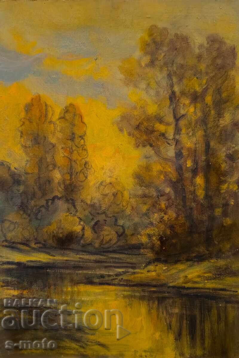 Έργο ζωγραφικής με λάδι, τοπίο με τιμή 180.00 BGN | € 92.03 Έργο ζωγραφικής με λάδι, τοπίο με τιμή 180.00 BGN | € 92.03