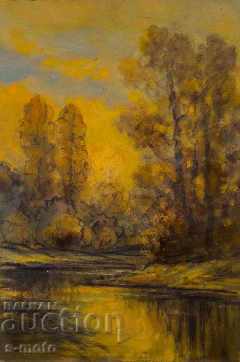 Έργο ζωγραφικής με λάδι, τοπίο Έργο ζωγραφικής με λάδι, τοπίο