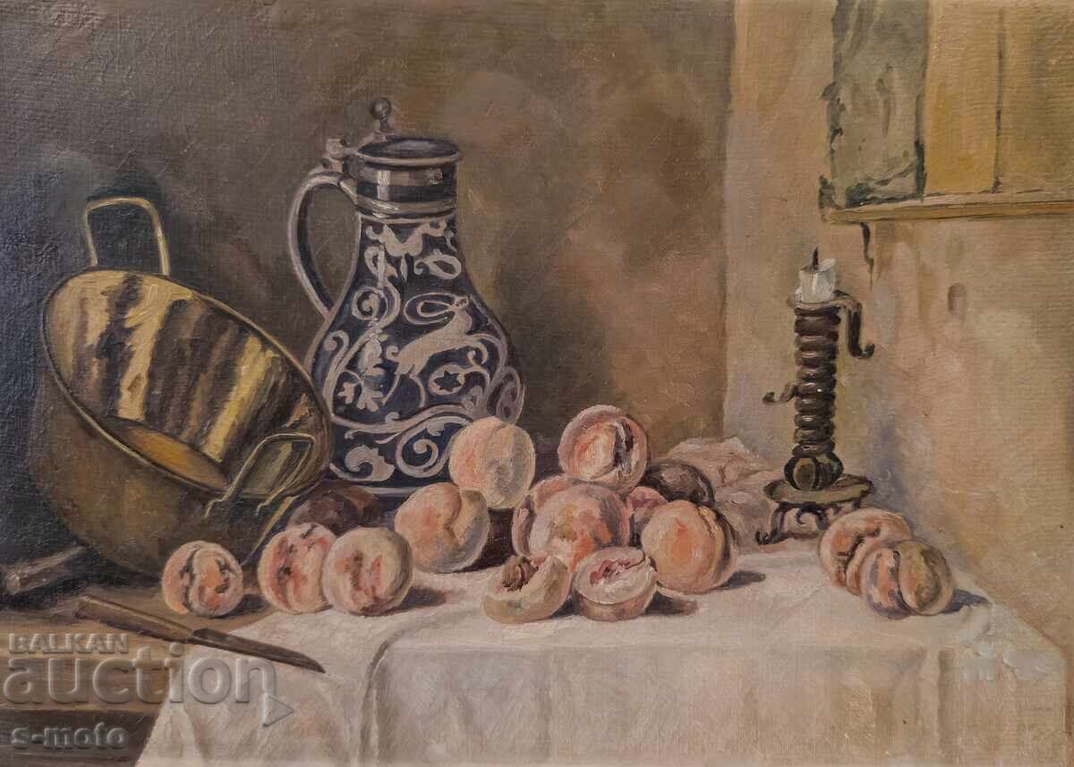 Oil painting still life with fruit