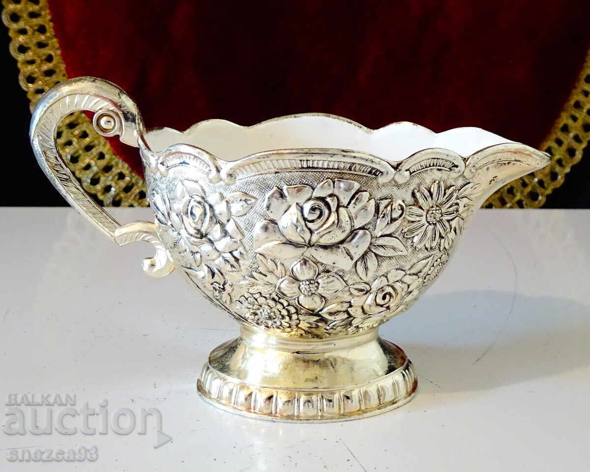 Silver-plated jug, roses, baroque Silver-plated jug, roses, baroque