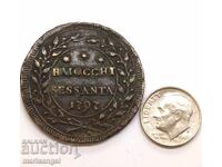 Pius VI 1797 60 baiochi (Sesanta) Vatican 14.47g RARE