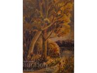 Tablou ulei pe pânză, peisaj forestier