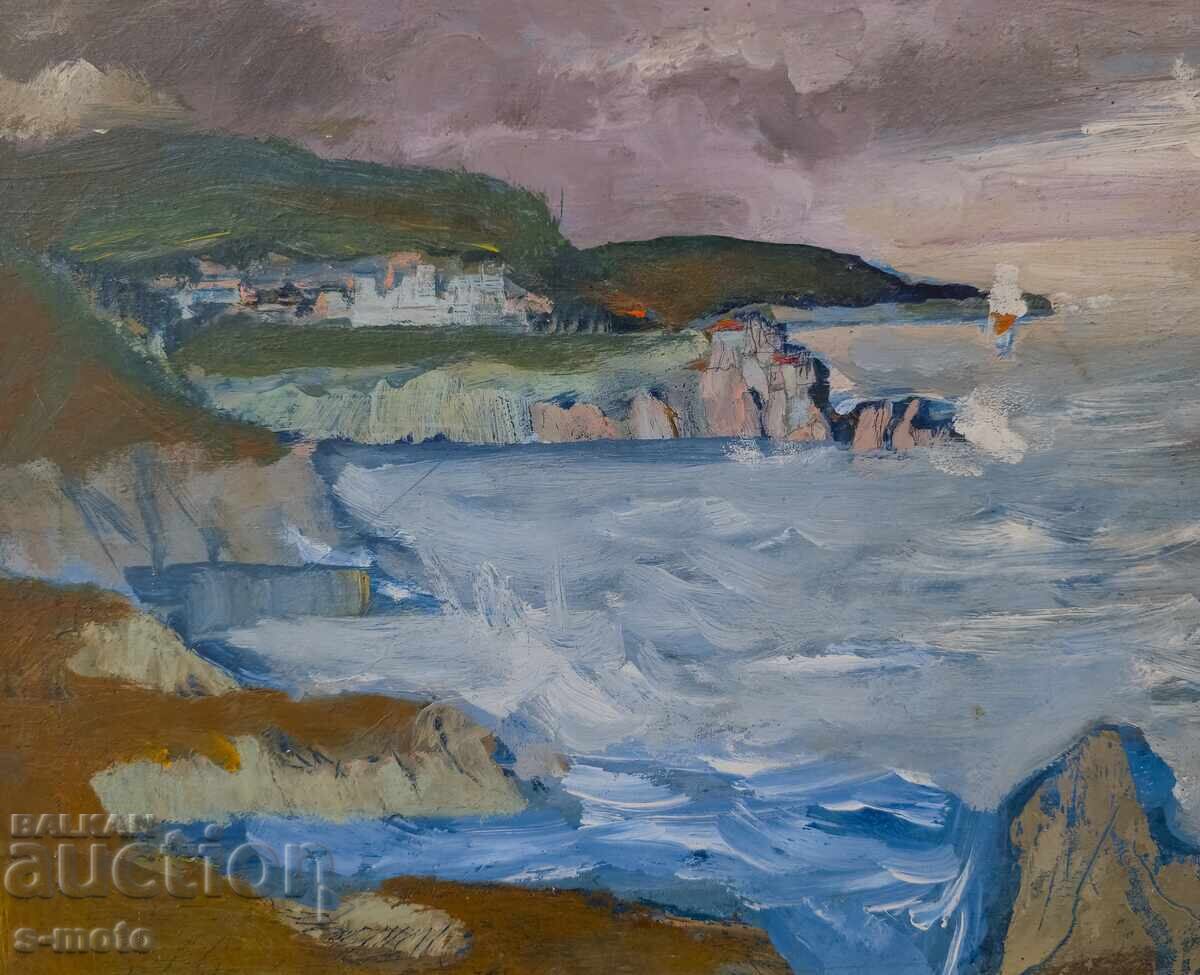 Έργο ζωγραφικής με λάδι θαλασσινό τοπίο με τιμή 300.00 BGN | € 153.39