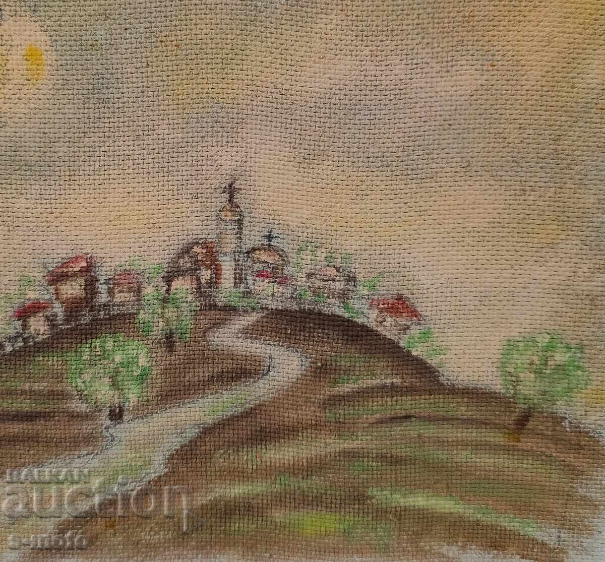 Tablou peisaj ulei cu biserică - 5