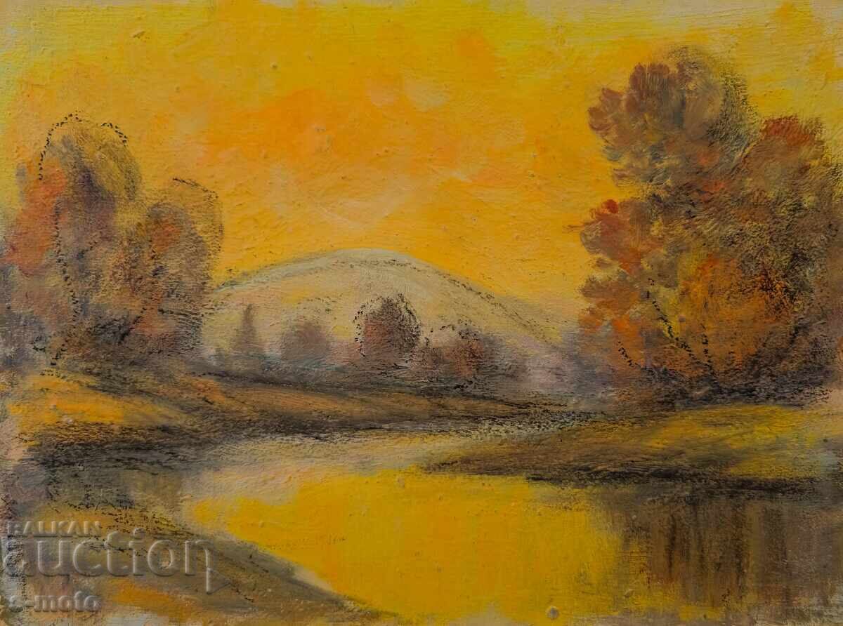 Έργο ζωγραφικής με λάδι, τοπίο με τιμή 180.00 BGN | € 92.03 Έργο ζωγραφικής με λάδι, τοπίο με τιμή 180.00 BGN | € 92.03