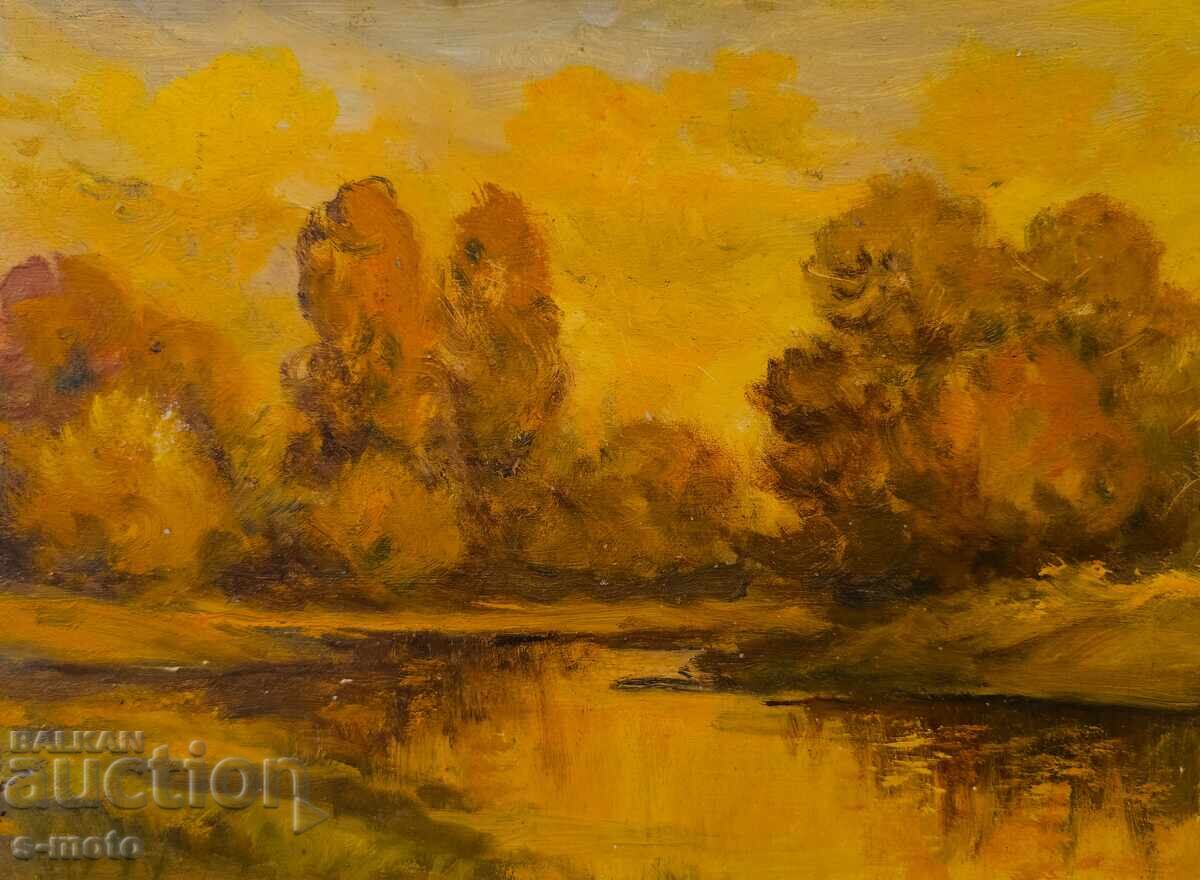 Έργο ζωγραφικής με λάδι, τοπίο με τιμή 180.00 BGN | € 92.03 Έργο ζωγραφικής με λάδι, τοπίο με τιμή 180.00 BGN | € 92.03