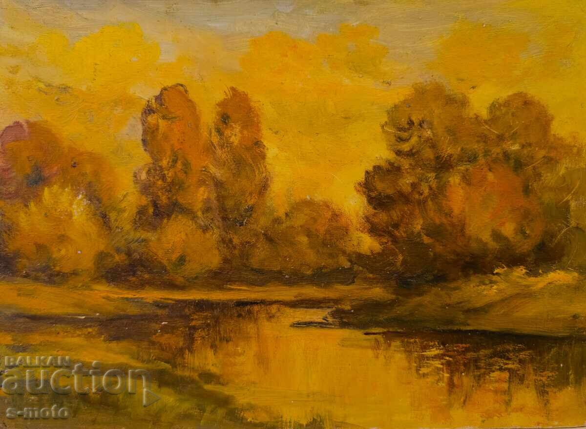 Έργο ζωγραφικής με λάδι, τοπίο Έργο ζωγραφικής με λάδι, τοπίο