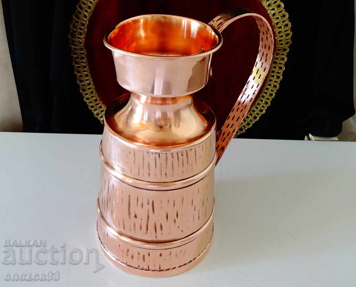 Δημοπρασία Σούπερ χάλκινη κανάτα, βαρελάκι, καθαρό κόκκινο μέλι 3 λίτρα