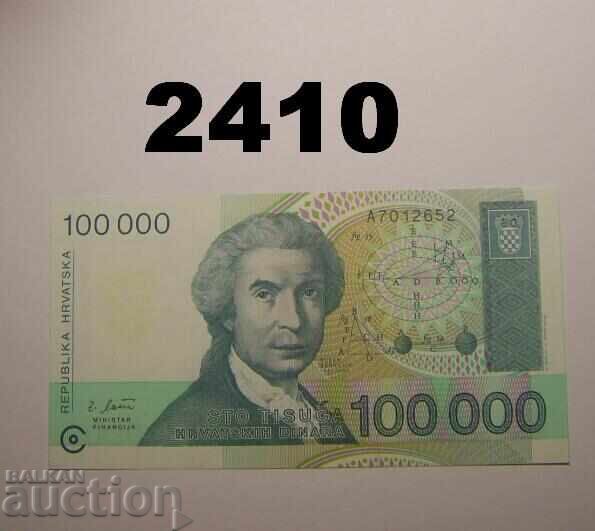 Croatian 100,000 Dinara 1993 Croatia Croatian 100,000 Dinara 1993 Croatia