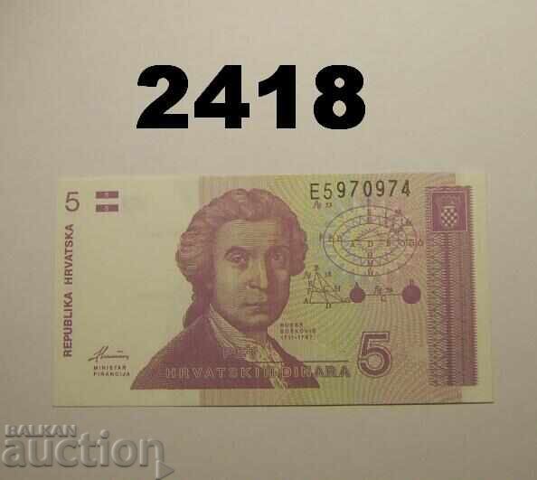 Khŭrvat·ska 5 dinara 1991 Κροατία